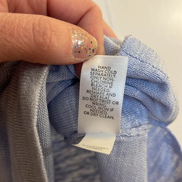 J. Jill Short Sleeve Linen Blend Cardigan Top Size S Blue 3 Button Front Pockets - Picture 6 of 8